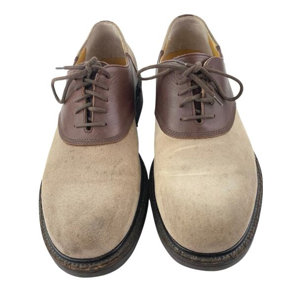 J. Crew Saddle Men\'s Brown Faux Suede Leather Lace Up Low Top Oxford Shoes 9.5 main image 4